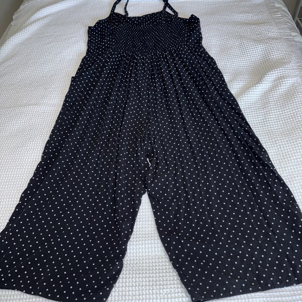 Old Navy Jumpsuit Womens 4X Black Polka Dot Sleeveless Pockets Smocked Back EUC - Picture 14 of 16